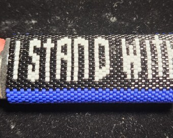 Funda para encendedor con cuentas hechas a mano "Estoy con esta línea"