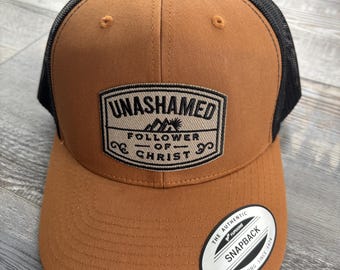 Unashamed Christian Trucker Hat | Faith Patch Hat | Embroidered Scripture Hat | Christian Gift for Men & Women | Bold Faith Apparel