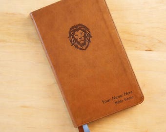 Personalized Lion Engraved Bible - NKJV  Youth Addition Thinline Leathersoft Bible – Christian Gift