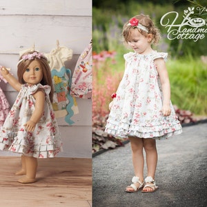 The Handmaiden's Cottage Swing Dress PDF pattern, sizes 6 months through size 8 with Dolly Dress pattern included image 1