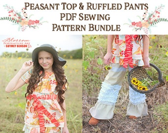 Bundle and Save! Peasant Top and Ruffled Pants Size 2T to 12 yrs