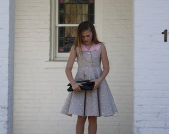 The Handmaiden's Cottage "Charlotte" Dress PDF Pattern for girls, Sizes 3T, 4T, 5, 6, 7, 8, 10, 12 and 14