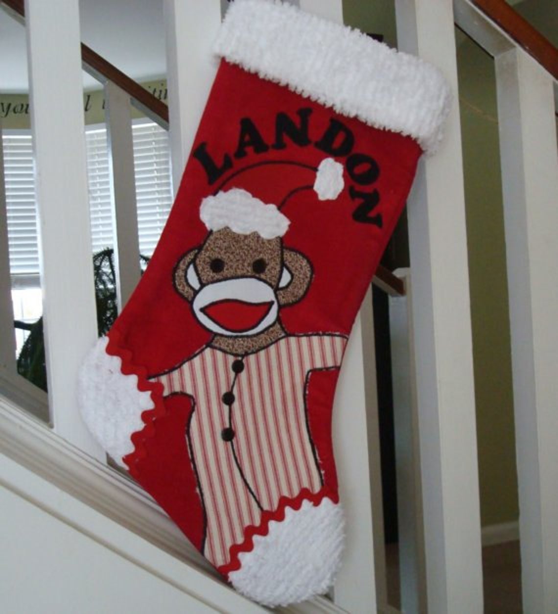 Santa Sock Monkey Stocking PDF Pattern Instant Download Etsy