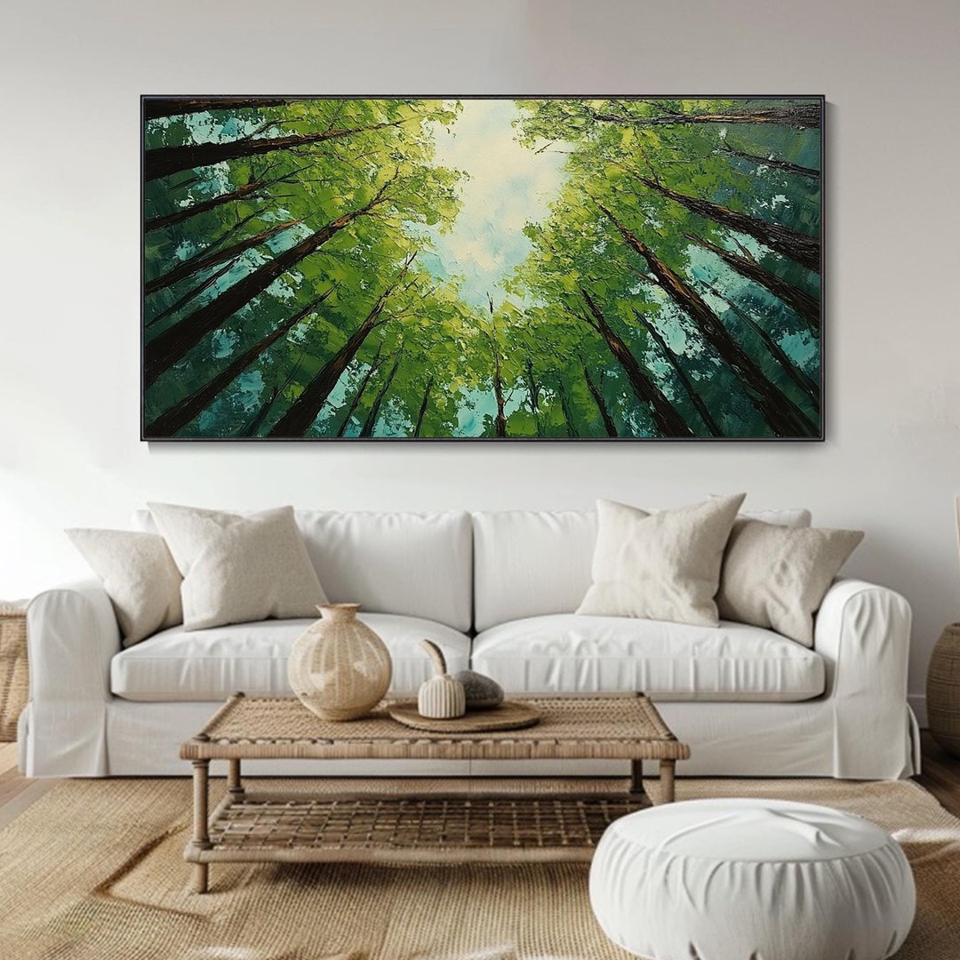 Abstract Green Forest Painting on Canvas 3D Original Textured Wall Art ...