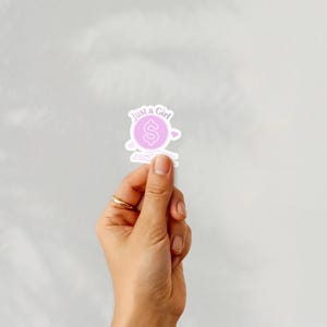 Kiss-Cut Stickers - I&#39;m Just a Girl Cute Pink Sticker, Girly Laptop Decal, Female Power Water Bottle Sticker, Feminine Vinyl Sticker,