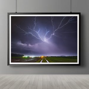 Lightning Storm Photography Print: Rural Landscape Wall Art (Digital Download)