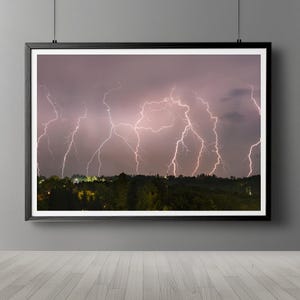 Gewitter Blitz Landschaft Fotografie Druck (digitaler Download)