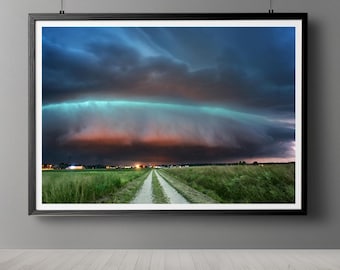 Storm Over the Fields, Dramatic Sky Wall Art, Digital Download Print, Landscape Photography, Large Printable Poster, Moody Home Decor