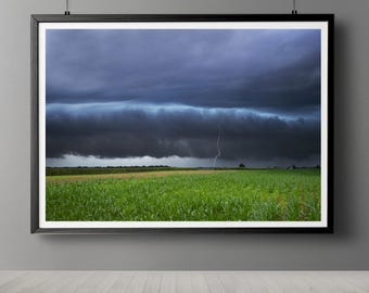 Thunderstorm Lightning Landscape Print: Dramatic Weather Wall Art (Digital Download)