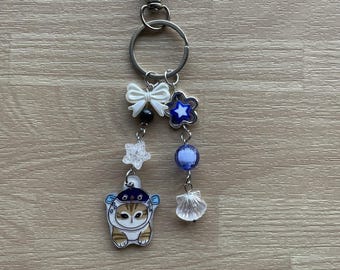Pufferish cute cat beaded keychain keyring