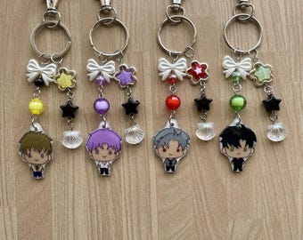 Love and spaceboys game charm beaded keychain