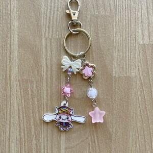 Cinnamon cute flying puppy charm beaded keychain