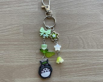 Forest spirit charm beaded keychain