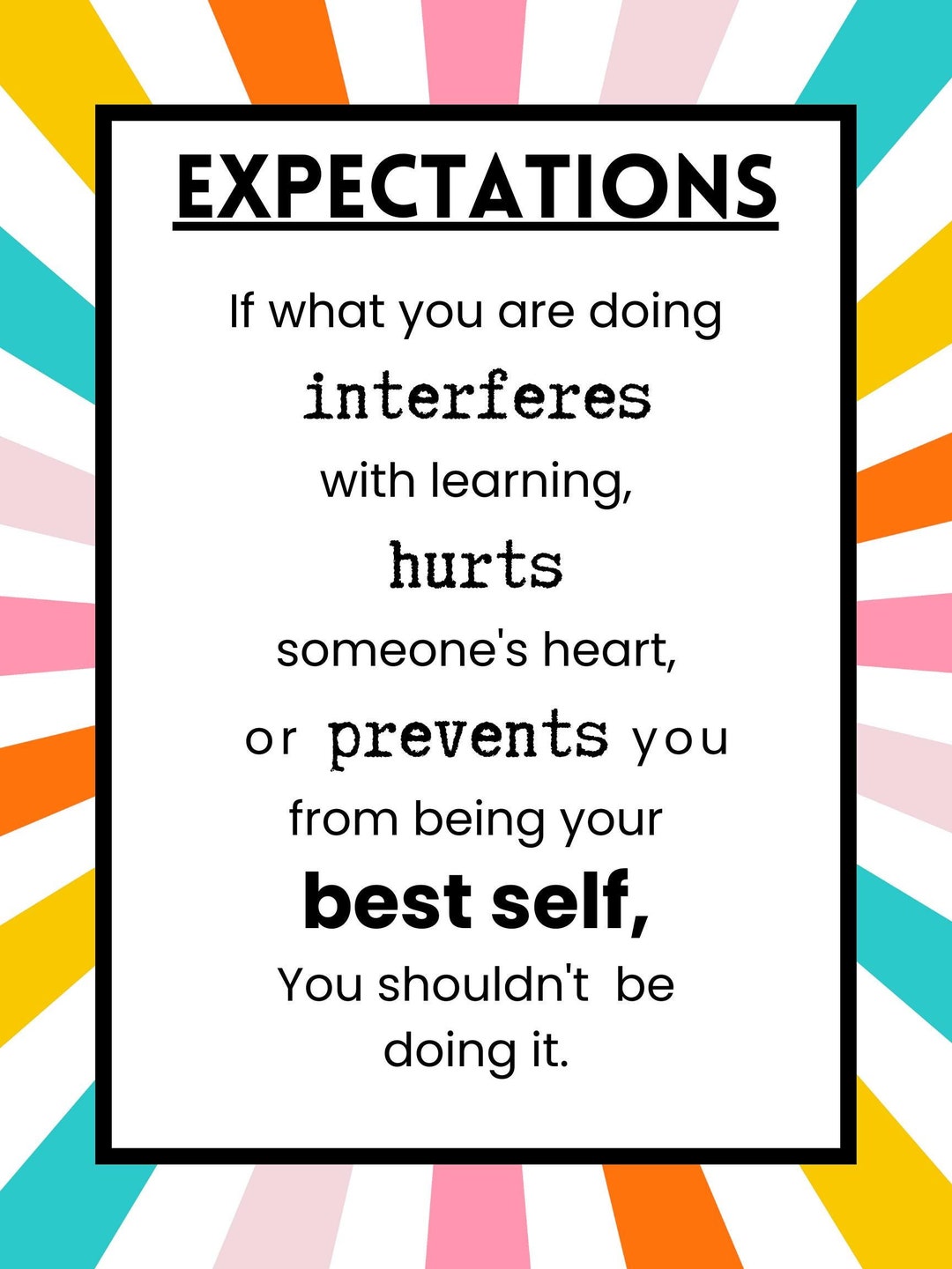 One Rule Classroom Expectations Poster Color Burst - Etsy Canada