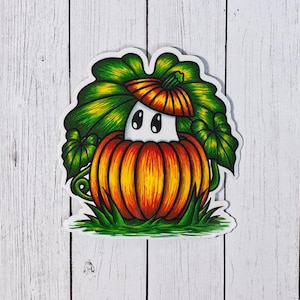Ghost in a Pumpkin Vinyl Sticker