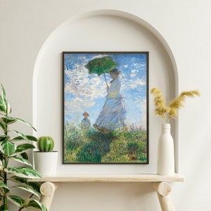 Claude Monets Frau mit Sonnenschirm - Madame Monet und ihr Sohn, Frau mit Sonnenschirm – Madame Monet und ihr Sohn (1875), Giclee Fine Art Print