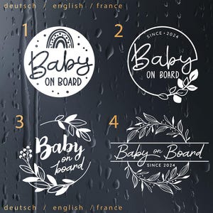Baby on board - decoratie - bloemrijk (opplakken aan de buitenkant) - verschillende kleuren