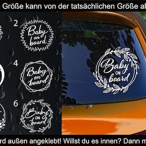 Baby on board - schreibschrift + Verzierung - blumig (außen aufkleben)