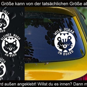 Baby aan boord autosticker - autosticker - schattige dieren - tijger, konijn, vos, beer + gewenste tekst (op de buitenkant plakken)