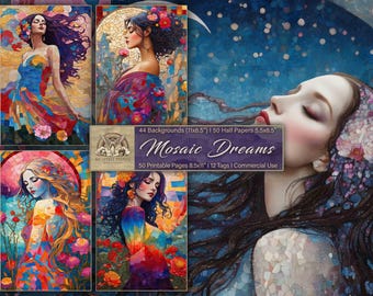Mosaic Dreams Junk Journal Kit: Stained Glass Ephemera (Digital Download)