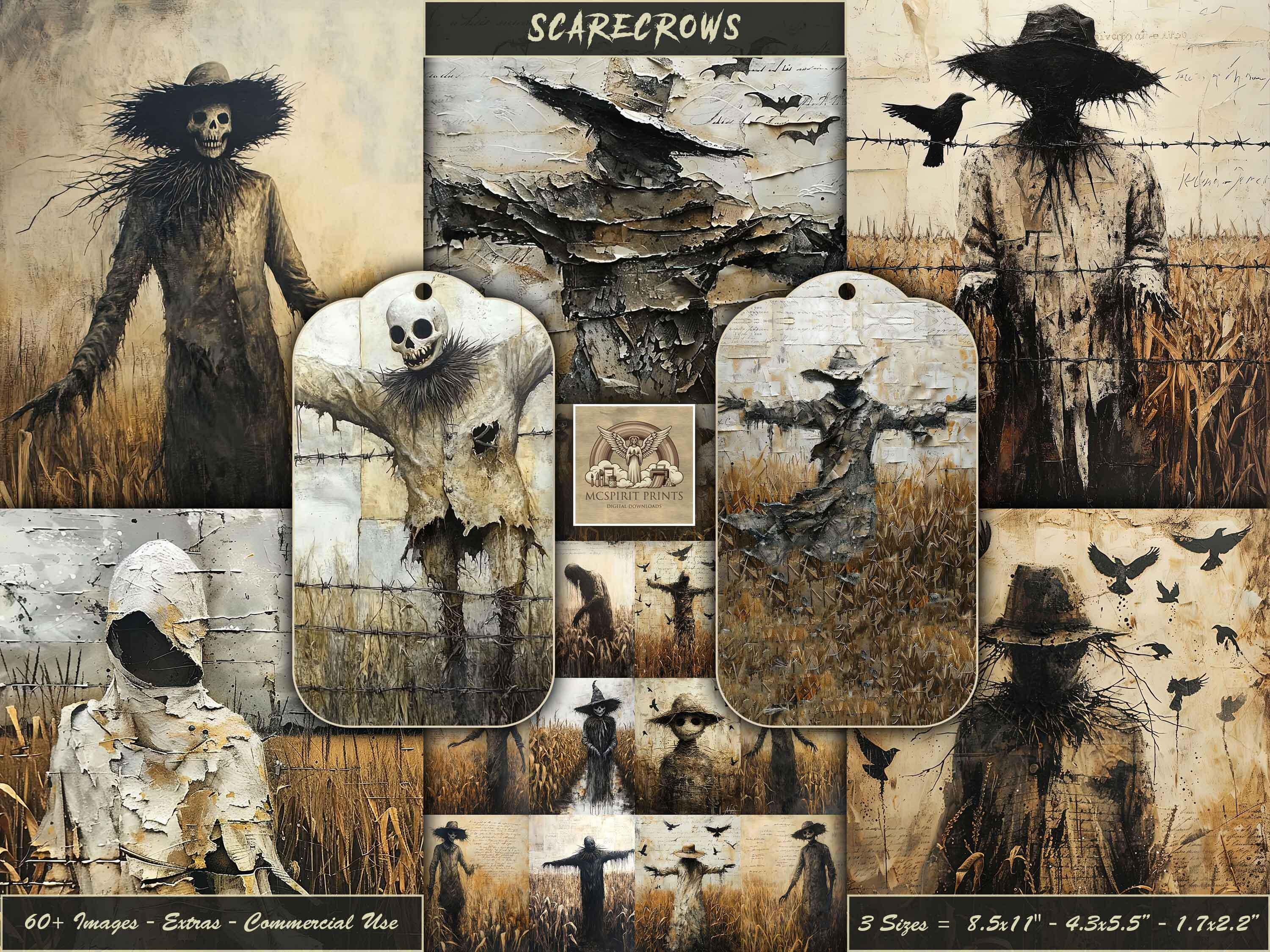 Creepy Scarecrows Junk Journal Digitals - 60+ images - Tags - Background Pages