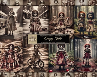 Creepy Dolls Junk Journal Kit | Gothic | Scrapbooking | Porcelain Doll | Ephemera Haunted Doll | Spooky Dolls Digital Papers