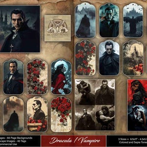 Dracula Vampire Junk Journal Kit: Gothic Ephemera (Digital Download)