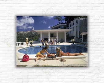 Slim Aarons Poolside Backgammon Print/Poster