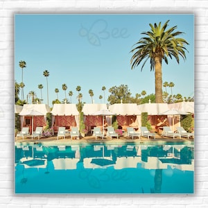 Beverly Hills Hotel Poolside II Print/Poster: Swimming Pool LA Palm Tree Wall Art Photo