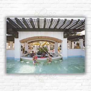 Slim Aarons Tres Vidas Acapulco Print/Poster - Guests enjoy cocktails at pool bar of the private members club in Mexico Aaron Photo Wall Art
