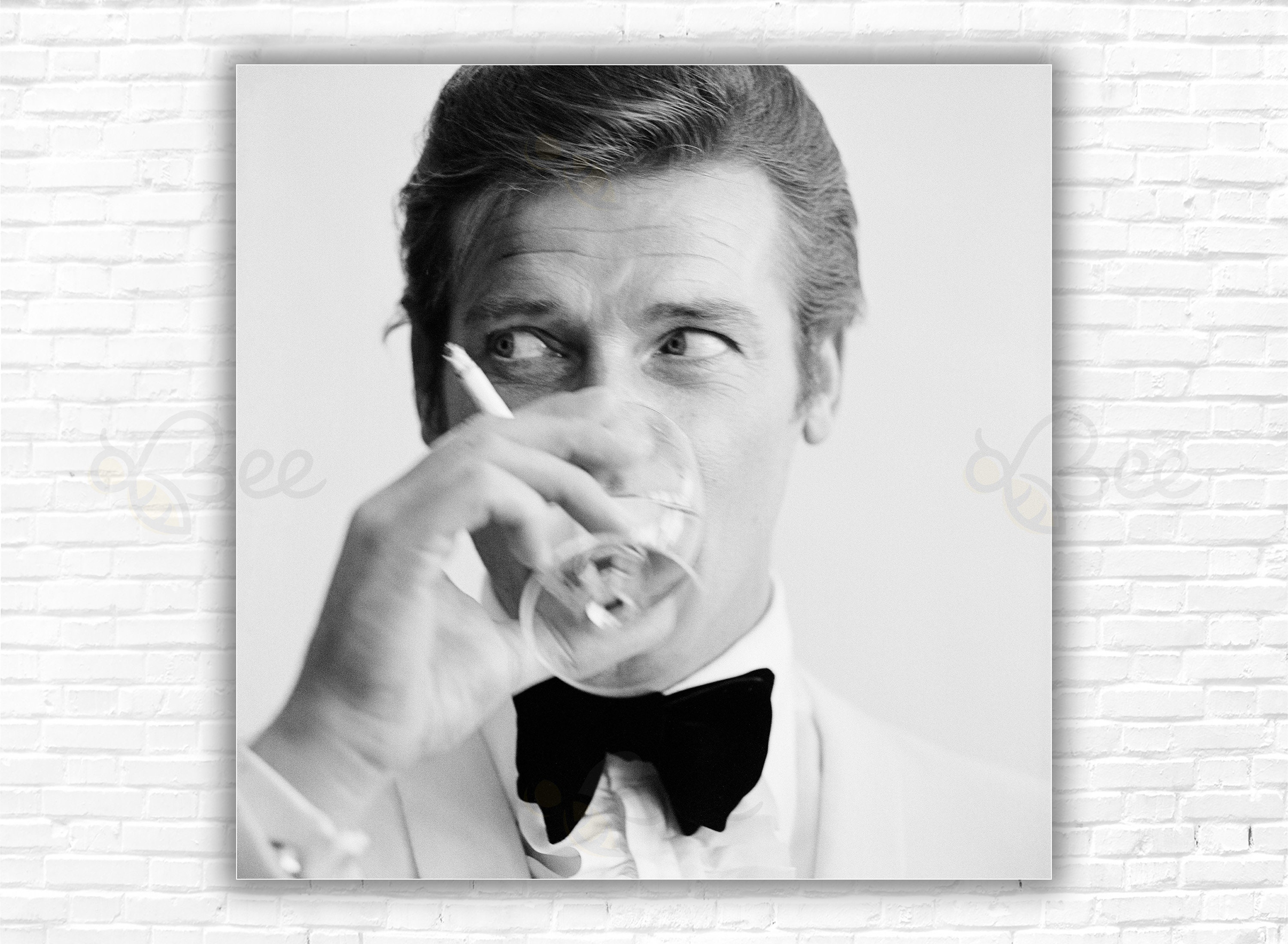 Roger Moore Shaken Not Stirred James Bond Print/Poster - Martini Cocktail Bar Wall Art Print