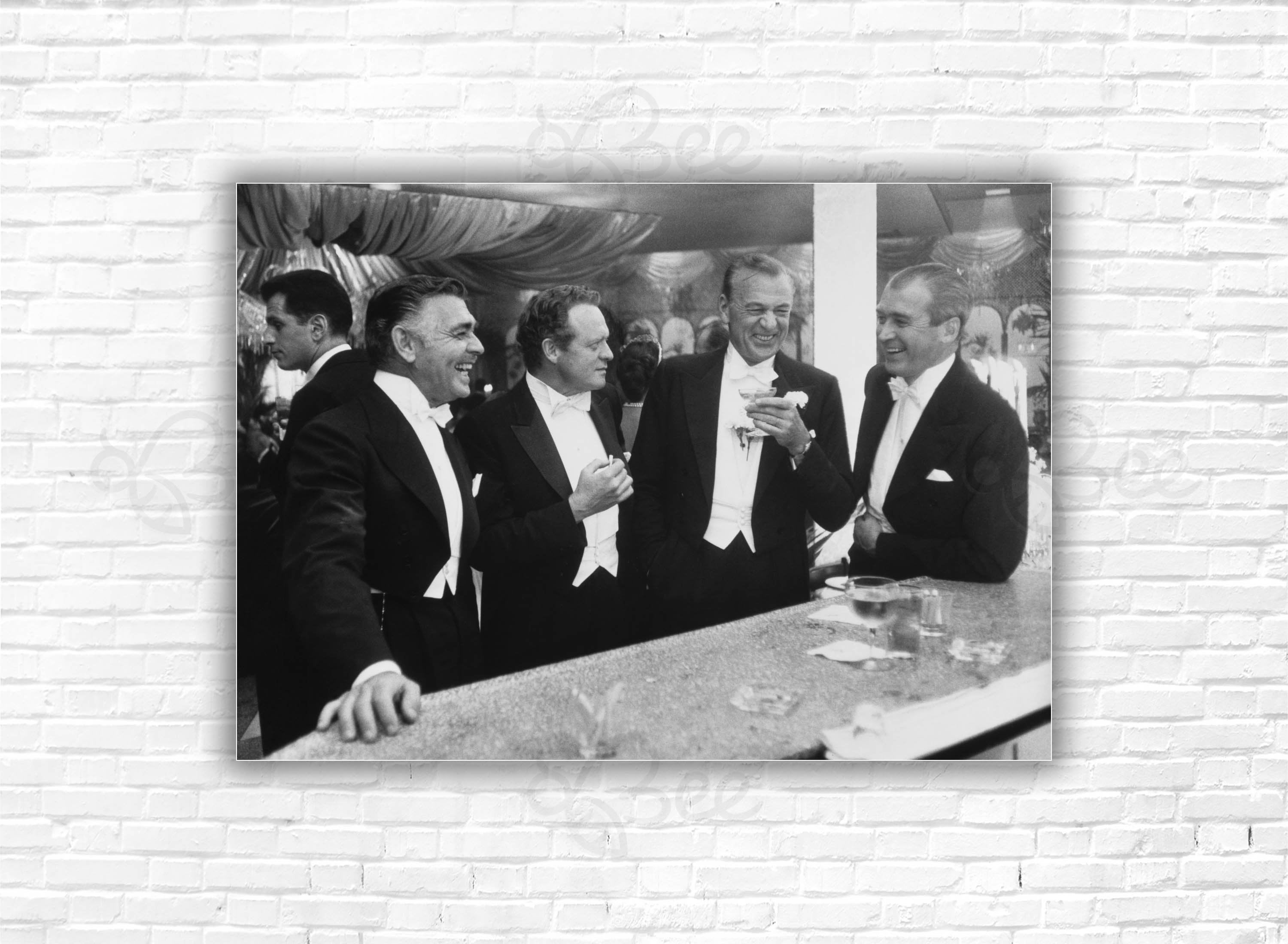 "Schlichtes ""Aarons Kings of Hollywood"" Poster/Poster - Clark Gable, Van Heflin, Gary Cooper & James Stewart bei Romanoff's, BEVERVER HILLS PARTY."