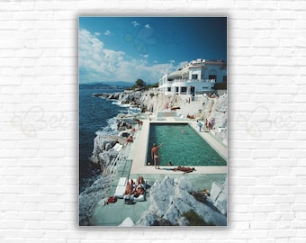 Slim Aarons Eden-roc Pool Print/Poster - Guests round the swimming pool at the Hotel du Cap Eden-Roc Antibes France August 1976