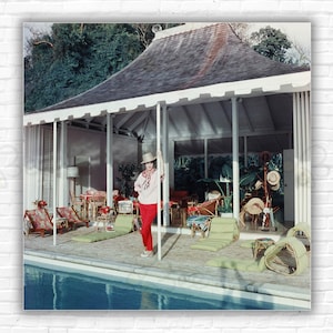 Slim Aarons Babe Paley Print/Poster - American socialite Babe Paley by the pool at Round Hill, her villa in Jamaica
