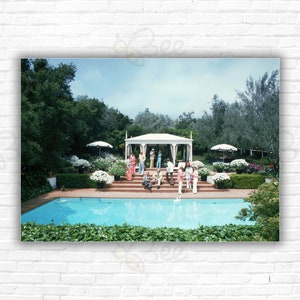 Slim Aarons California Pool Party Print/Poster - Guests at a poolside party, Santa Barbara, California, May 1975.