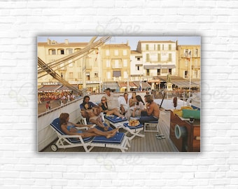 Slim Aarons Saint-tropez Print/Poster: Holidaymakers on the deck of yacht in Saint-Tropez, France, August 1971.