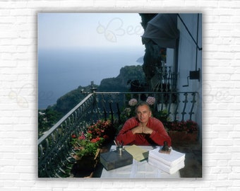 Slim Aarons  Gore Vidal Print/Poster - American writer Gore Vidal at work on a balcony in Positano, 1979.
