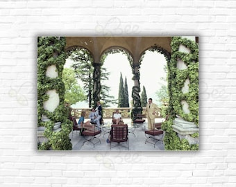 Slim Aarons Villa Del Balbianello Print/Poster: Guido Monzino & Guests on Terrace Overlooking Lake Como, Lenno, Italy