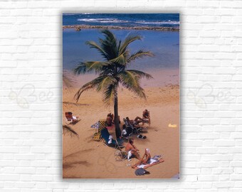 Slim Aarons  Caribe Hilton Beach Print/Poster - Holidaymakers on the beach at the Caribe Hilton in San Juan, Puerto Rico, March 1956.
