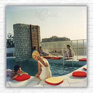 Slim Aarons Penthouse Pool Print/Poster - Young women by the Canellopoulos penthouse pool, Athens, July 1961.