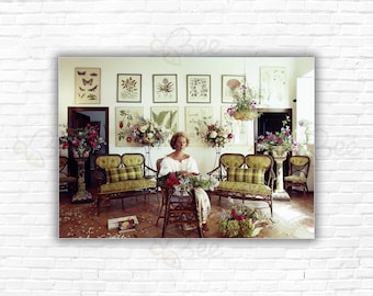 Slim Aarons Giuppi Pietromarchi Print/Poster: Contessa Giuppi Pietromarchi in garden room at La Ferriera, Capalbio villa, Tuscany