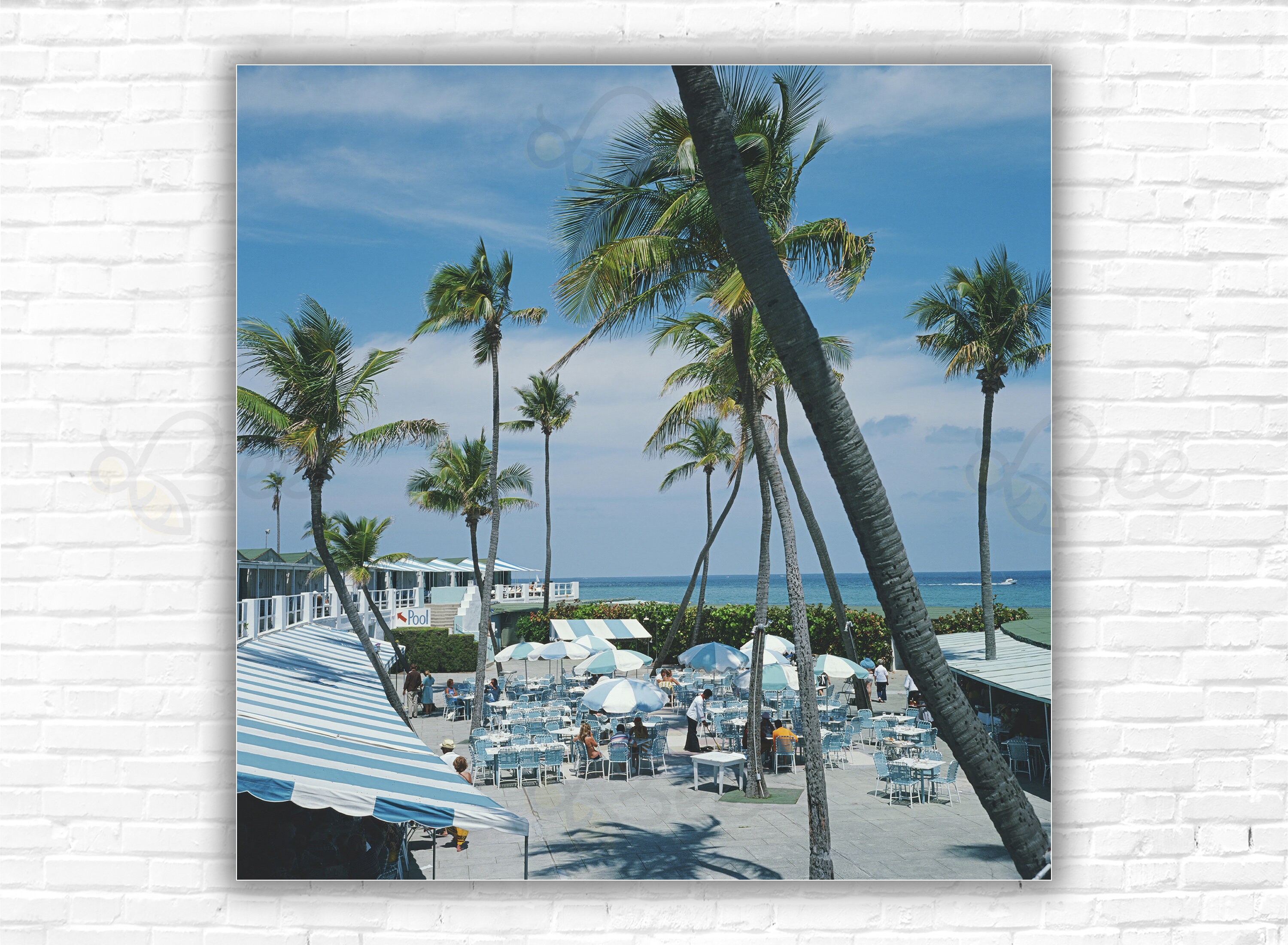 Slim Aarons  Florida Palms Print/Poster - A view of palm trees at a beach resort in Boca Raton, Florida, April 1978.