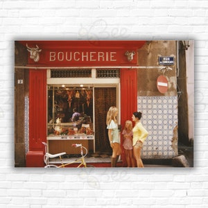 Slim Aarons Saint-Tropez Boucherie Print/Poster - Una carnicería en la Rue des Commercants en Saint-Tropez en la Riviera francesa, agosto de 1971