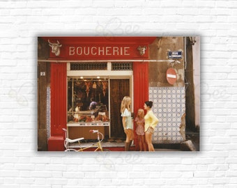 Slim Aarons Saint-Tropez Boucherie Print/Poster - A butcher&#39;s shop on Rue des Commercants in Saint-Tropez on the French Riviera, August 1971