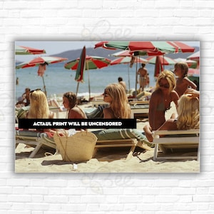 Impresión/póster de Slim Aarons sobre la playa de Saint-Tropez: fotografía de arte mural sobre la playa de Saint Tropez, en la Riviera francesa