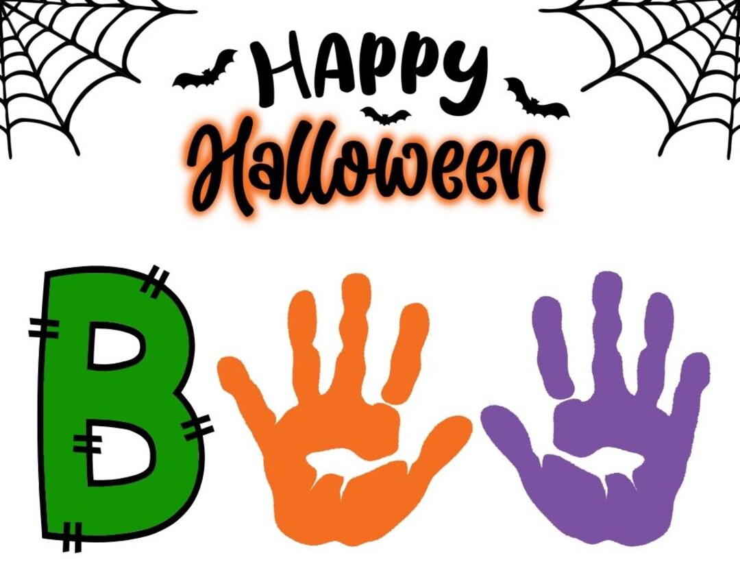 BOO Handprint Halloween Craft – Printable Kids Activity | Happy ...