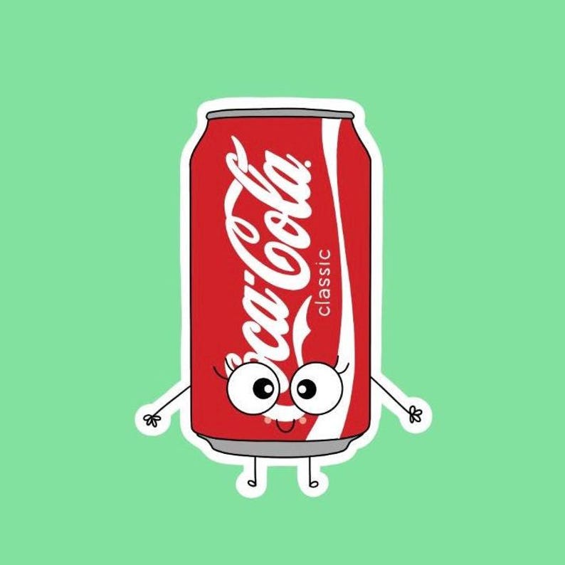 Coca-cola Sticker Soda Pop Sticker Sticker for Water Bottle Kawaii ...