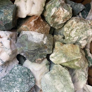 3+ Pounds Rough Green Tree Agate - Mega Box Lot Agate Chunks for Tumbling