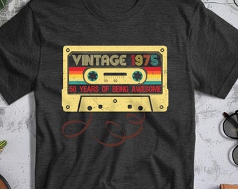 50th Birthday Shirt, Vintage 1975 Cassette Shirt, 1975 Birthday Shirt, Custom Vintage 1975 Tee, 50th Birthday Shirt Gift For Women or Men