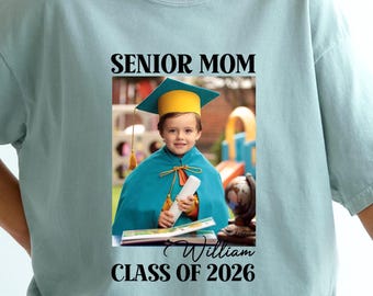 Custom Senior Photo T-Shirt, Class of 2026 Graduation, Comfort Colors